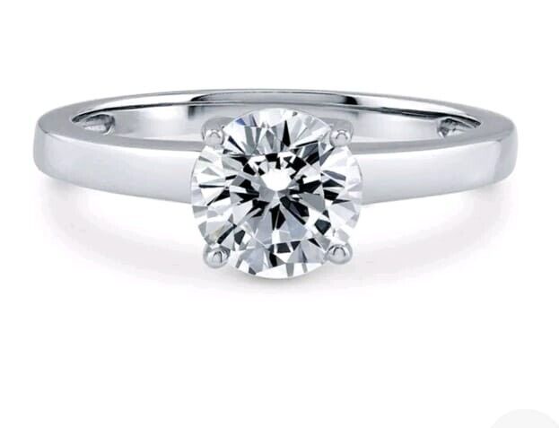1 Ct D/VS1 Round CVD Lab Grown Diamond Engagement & Wedding 14K Gold Ring