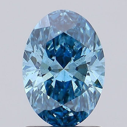 Lab Grown Oval 1.25 Cts Fancy Fancy Vivid Blue SI1 Certified CVD Diamond