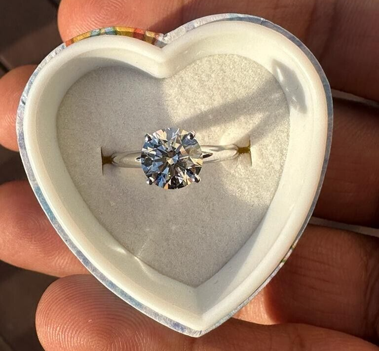 2.00 Ct Lab Grown CVD Diamond E/F VS1-2 14k WHITE Gold Solitaire Engagement Ring
