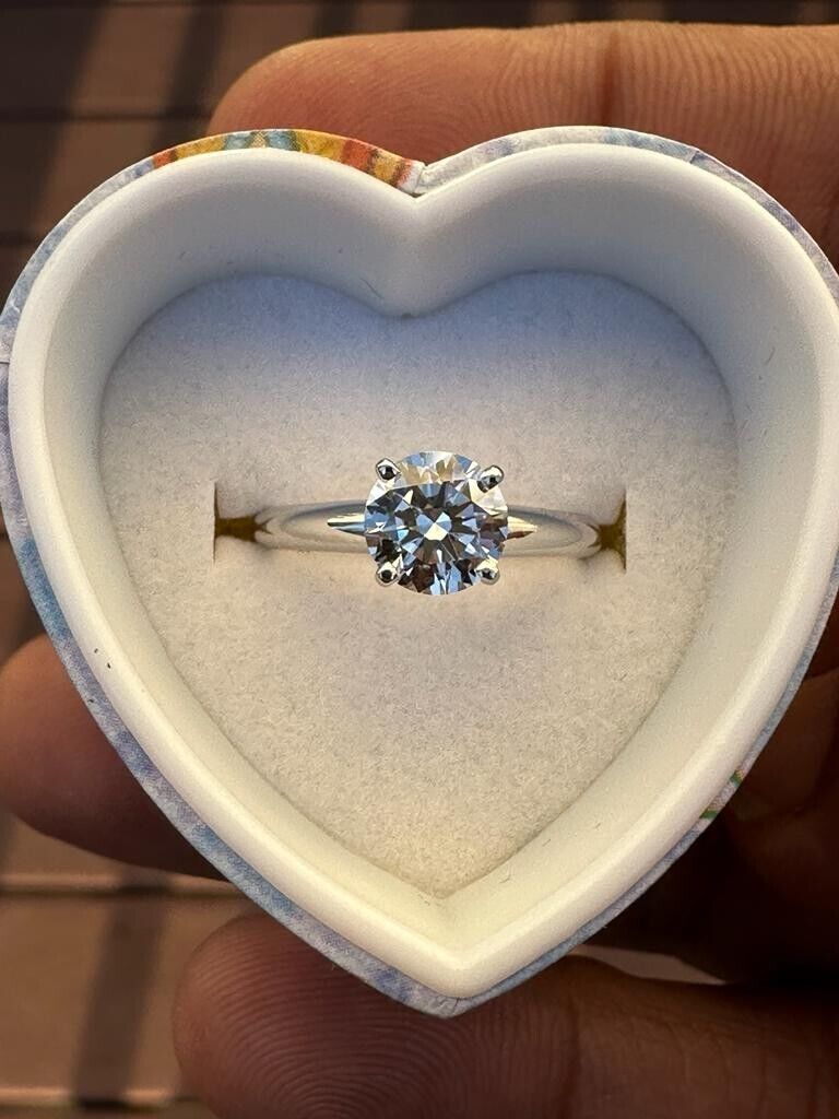 Solitaire Engagement Ring 1.00 Ct Lab Grown CVD Diamond F/G VS1-2 14k WHITE Gold