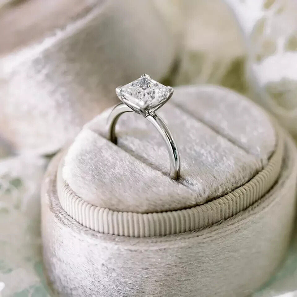 Engagement Ring 14k White gold 2.00 Ct IGI Certified Lab Grown Princess Diamond