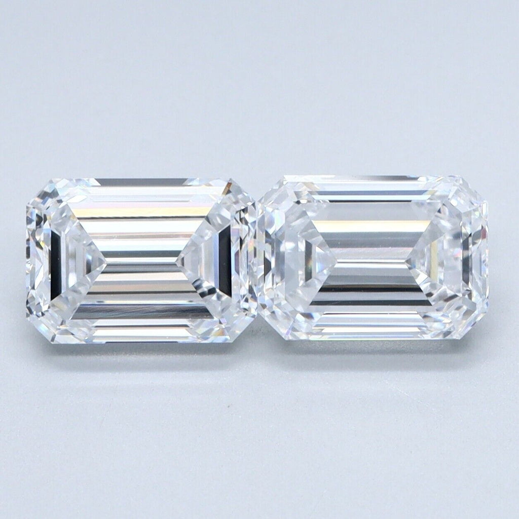 Lab Grown 2.71 Ct EMERALD Cut Pair For Earrings HPHT Diamond E Color VS1 Clarity
