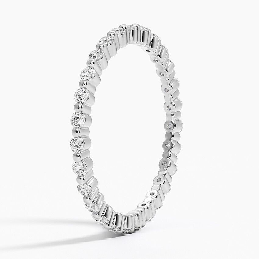 1.50 Cts Lab Grown Eternity Band HPHT Diamond F/G SI+ 14k WHITE Gold/Ring Size-6