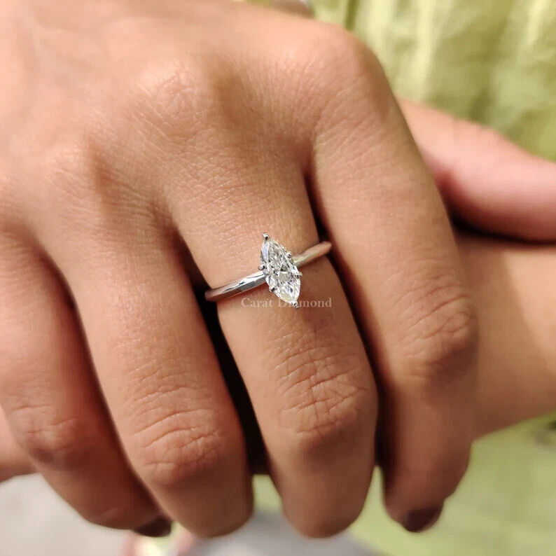 1.11 Ct Lab Grown OVAL CVD Diamond D VS1 14k WHITE Gold Engagement Ring