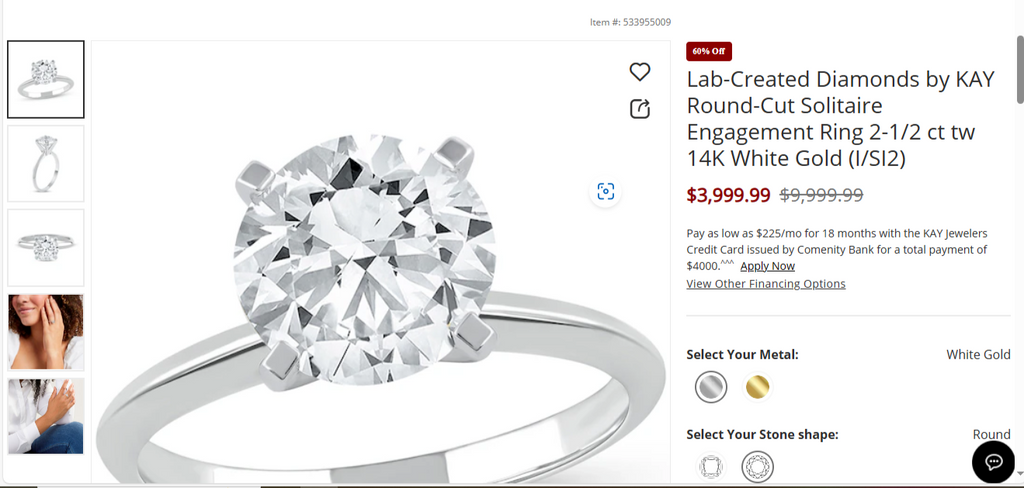 2.00 Ct Lab Grown CVD Diamond E/F VS1-2 14k WHITE Gold Solitaire Engagement Ring
