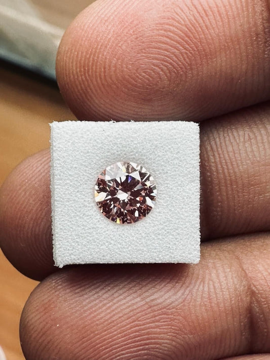 Round 1.06 ct Fancy Intense Pink VS1 IGI Certified Lab Grown CVD Diamond ROUND