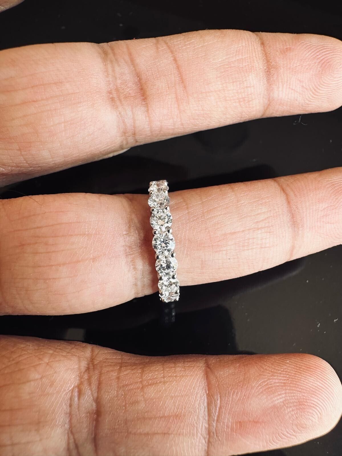 1.50 Cts Lab Grown Eternity Band HPHT Diamond F/G SI+ 14k WHITE Gold/Ring Size-6