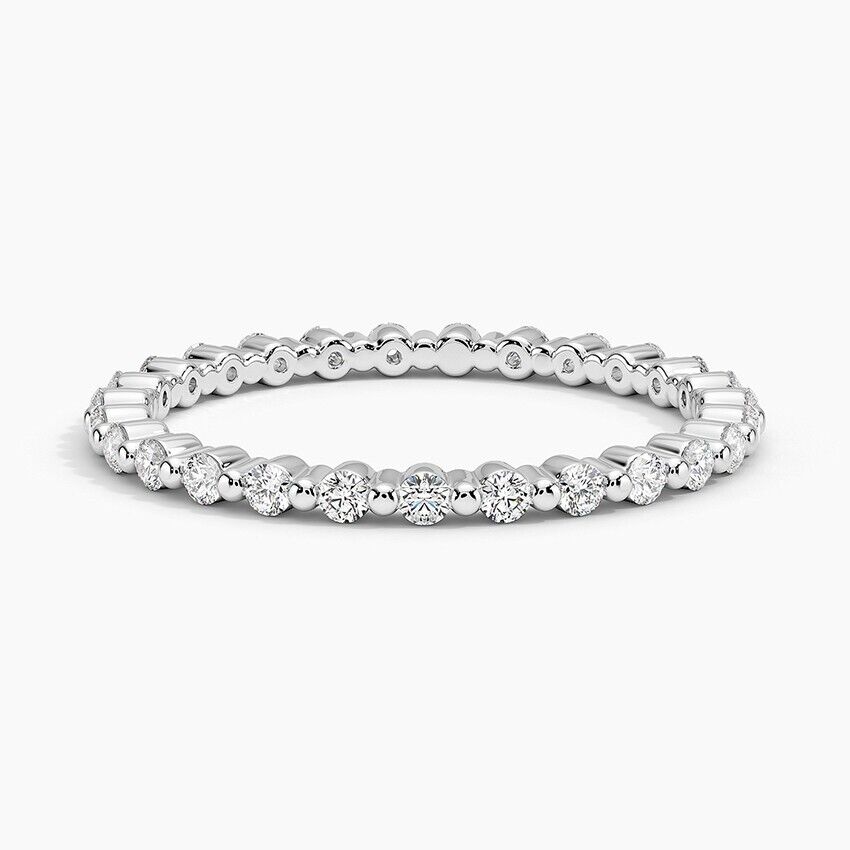 1.50 Cts Lab Grown Eternity Band HPHT Diamond F/G SI+ 14k WHITE Gold/Ring Size-6