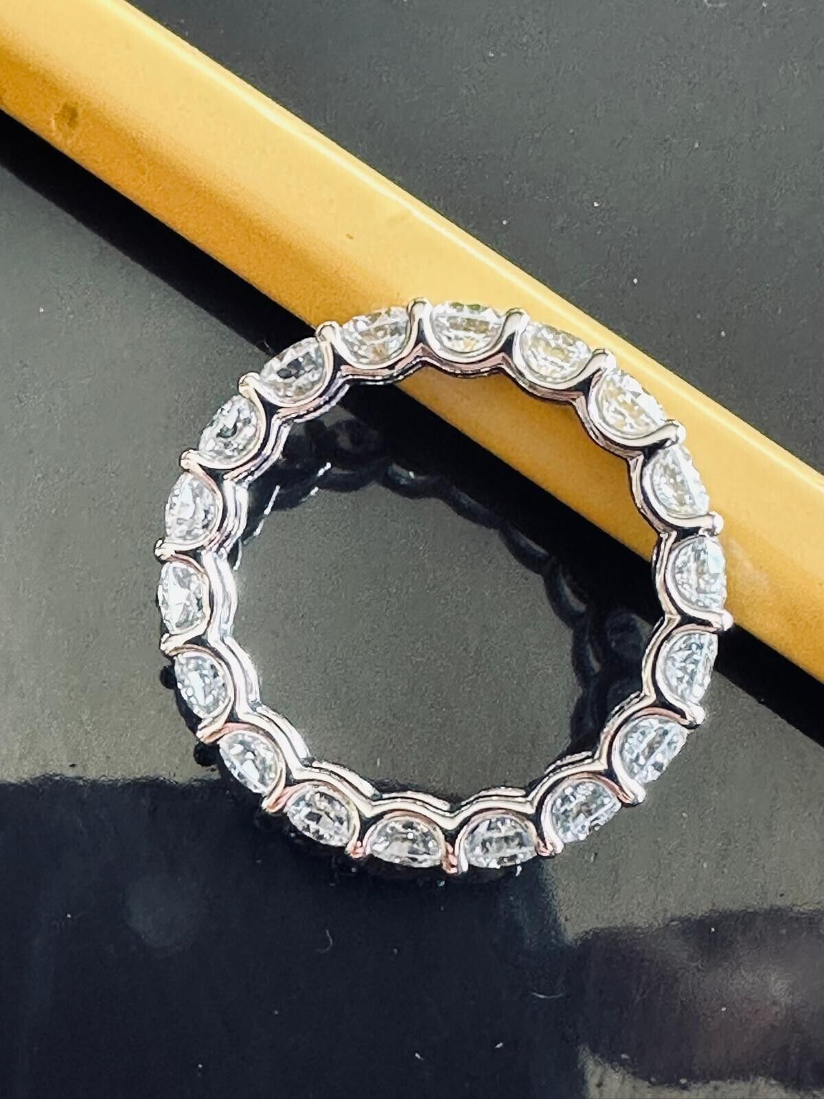 1.50 Cts Lab Grown Eternity Band HPHT Diamond F/G SI+ 14k WHITE Gold/Ring Size-6