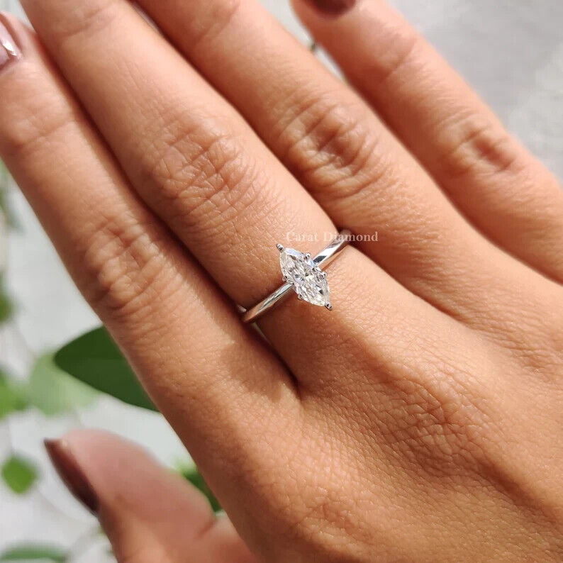 1.11 Ct Lab Grown OVAL CVD Diamond D VS1 14k WHITE Gold Engagement Ring