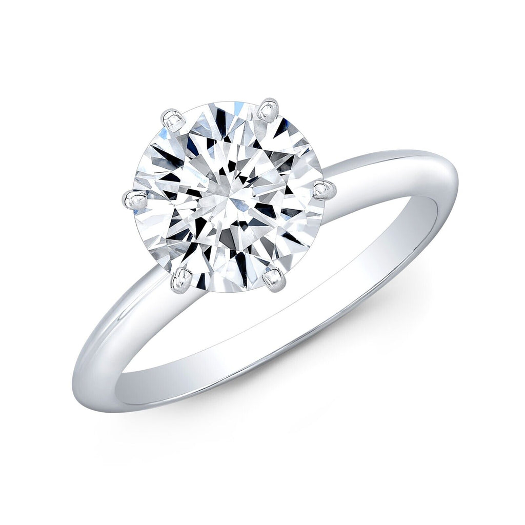 5.09 Cts G VS1  IGI Certified CVD Lab Grown Round ring in Platinum size 6.25