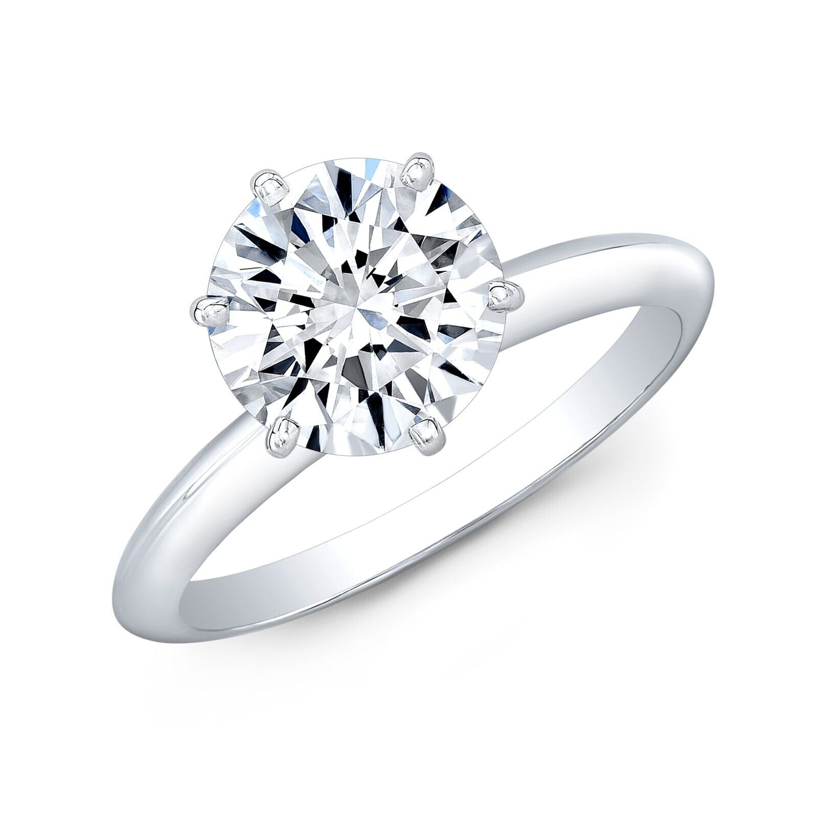 5.09 Cts G VS1  IGI Certified CVD Lab Grown Round ring in Platinum size 6.25