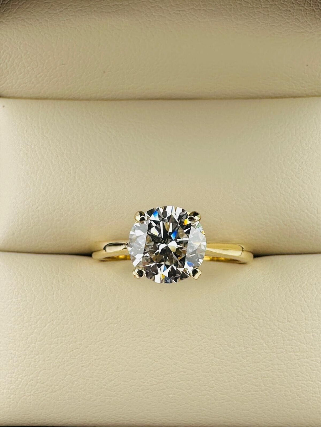 1.74 Ct Round I SI1 Lab Grown CVD Diamond Engagement 18K Gold Ring Size 5.25