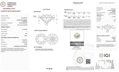 Lab Grown LOOSE Diamond 1.32 Cts I SI1 ROUND IGI Certified CVD EXCELLENT CUT