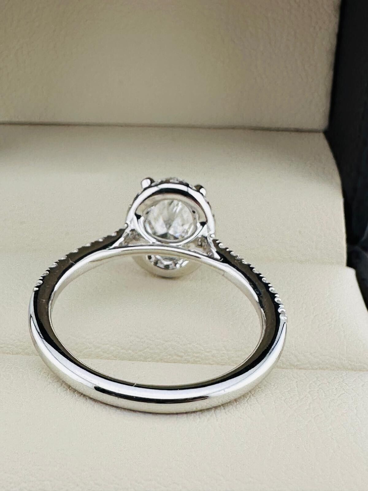 1.09 Ct OVAL E VS1 Lab Grown Diamond 14K Gold Ring Size 6.25 Natural Side Stone
