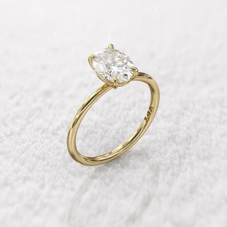 Solitaire Engagement Ring 0.51 Ct Lab Grown CVD Diamond D/E VS1 14k YELLOW Gold