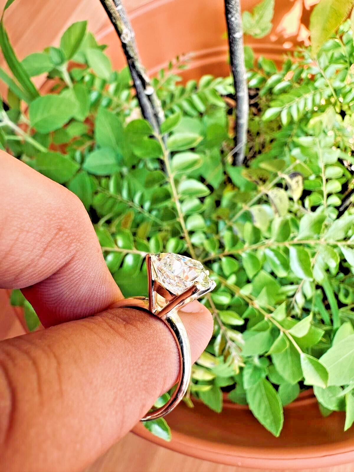 6.52 Ct Lab Grown Pear CVD Diamond G/H SI1-2 14k Yellow Gold Engagement Ring