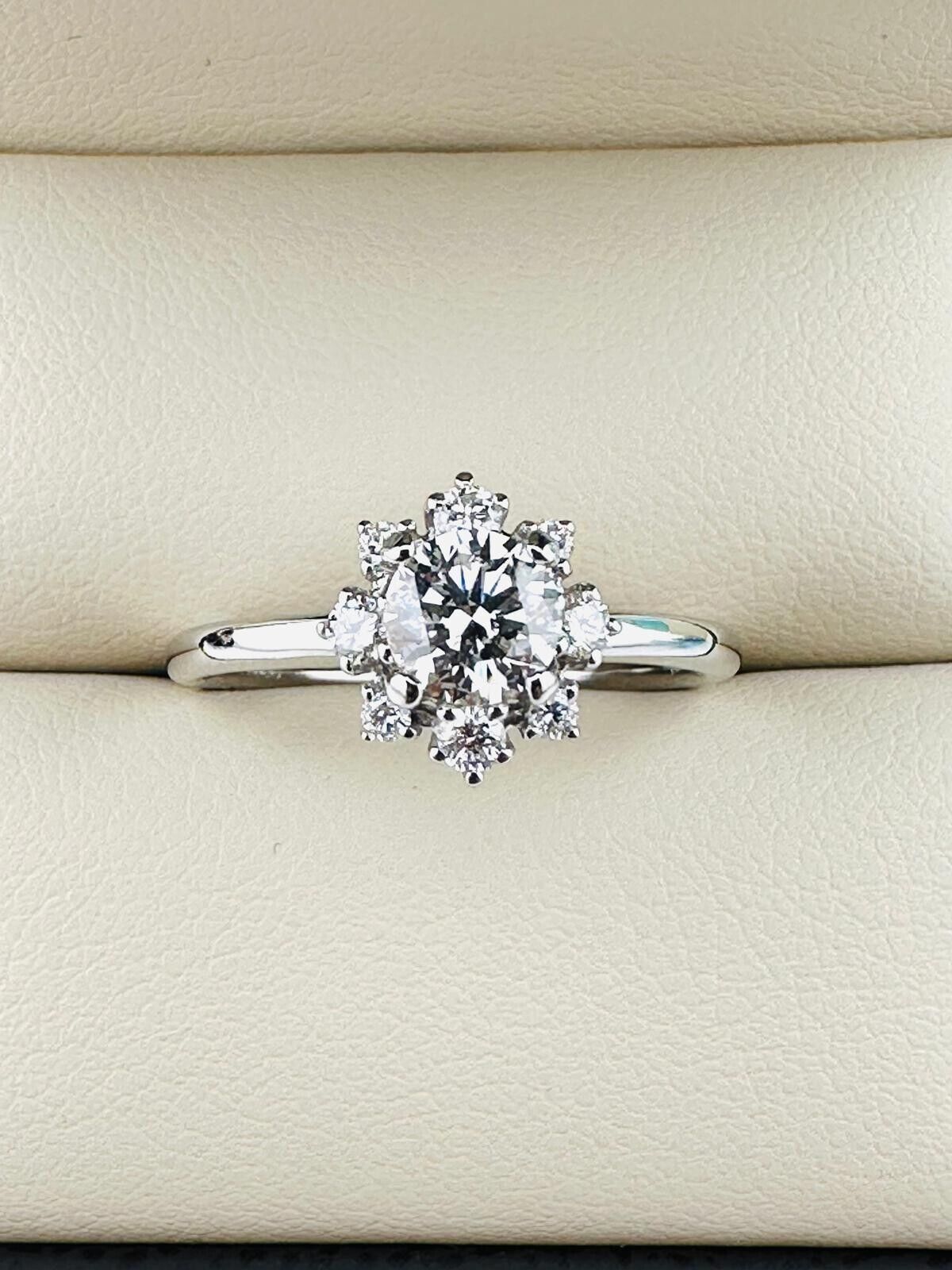 0.56 Ct Round F VVS1 Lab Grown CVD Diamond Engagement 14K Gold Ring Size 6