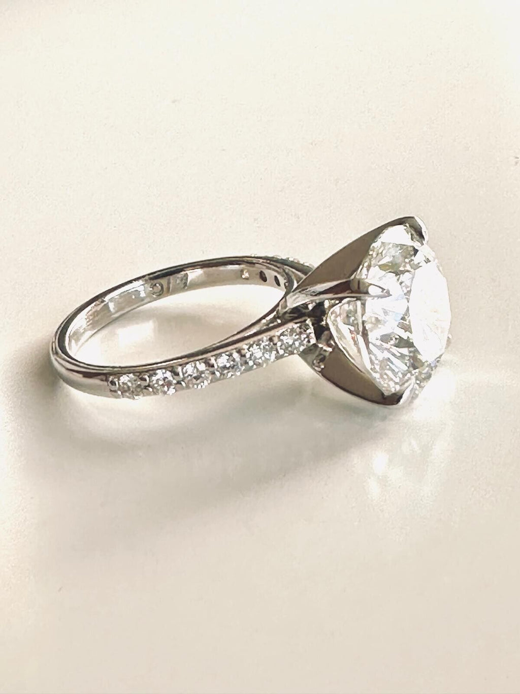 Solitaire Lab Grown Ring 7.04 Cts G VS1 Round Diamond Engagement 14k White Gold