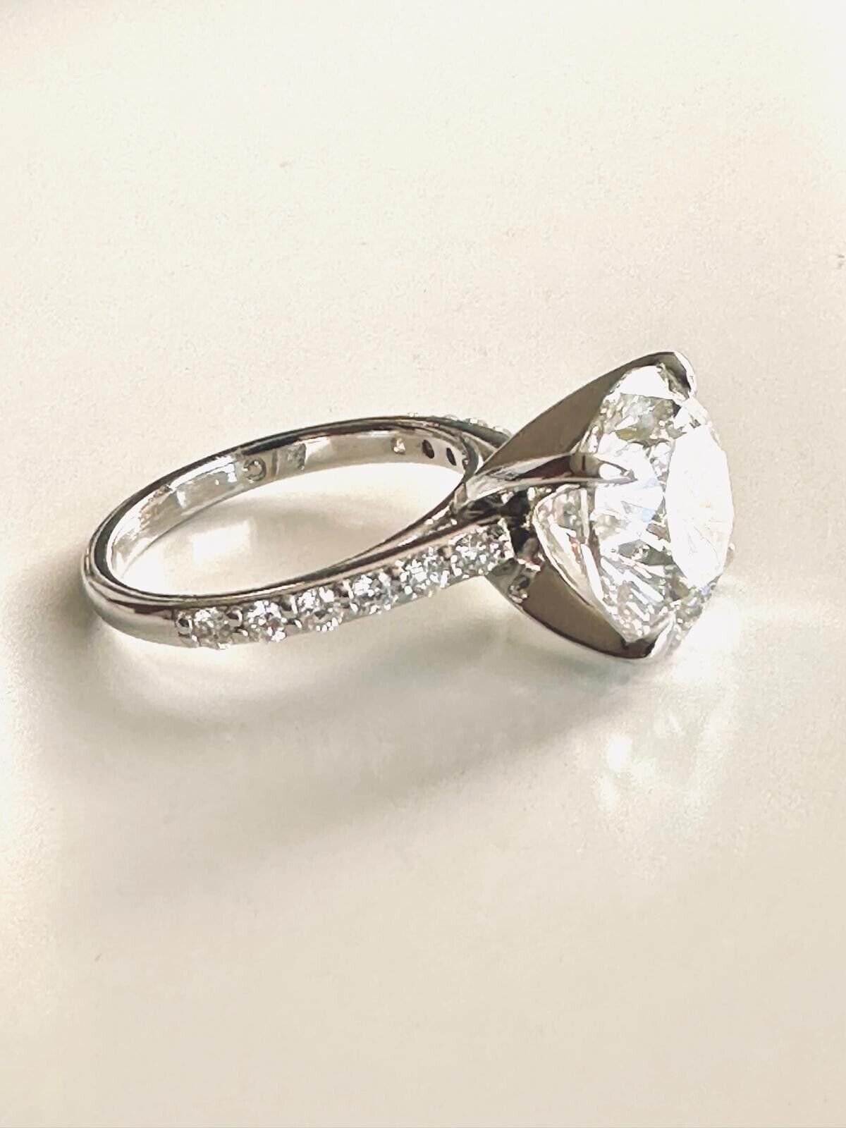 Solitaire Lab Grown Ring 7.04 Cts G VS1 Round Diamond Engagement 14k White Gold