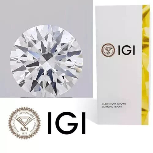 Round Cut 1.12 Cts IGI Certified Lab Grown CVD Diamond G Color VS1 Clarity