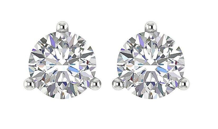 1 cts TOTAL EF VVS Clarity Lab Grown CVD Diamond STUDS  14K white Gold Earrings