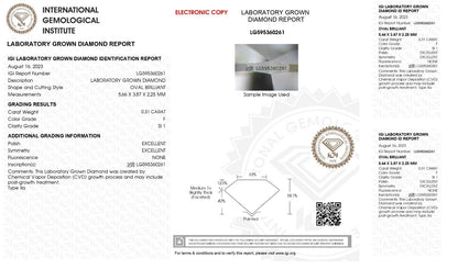 0.31 Ct OVAL Cut IGI Certified Lab Grown CVD Diamond F Color SI1 Clarity STONE