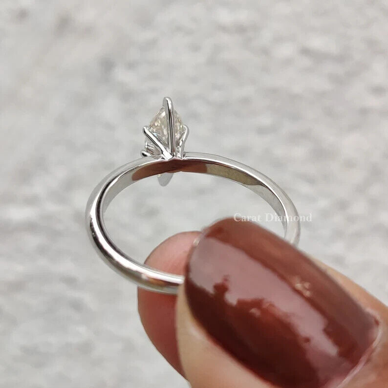 1.11 Ct Lab Grown OVAL CVD Diamond D VS1 14k WHITE Gold Engagement Ring