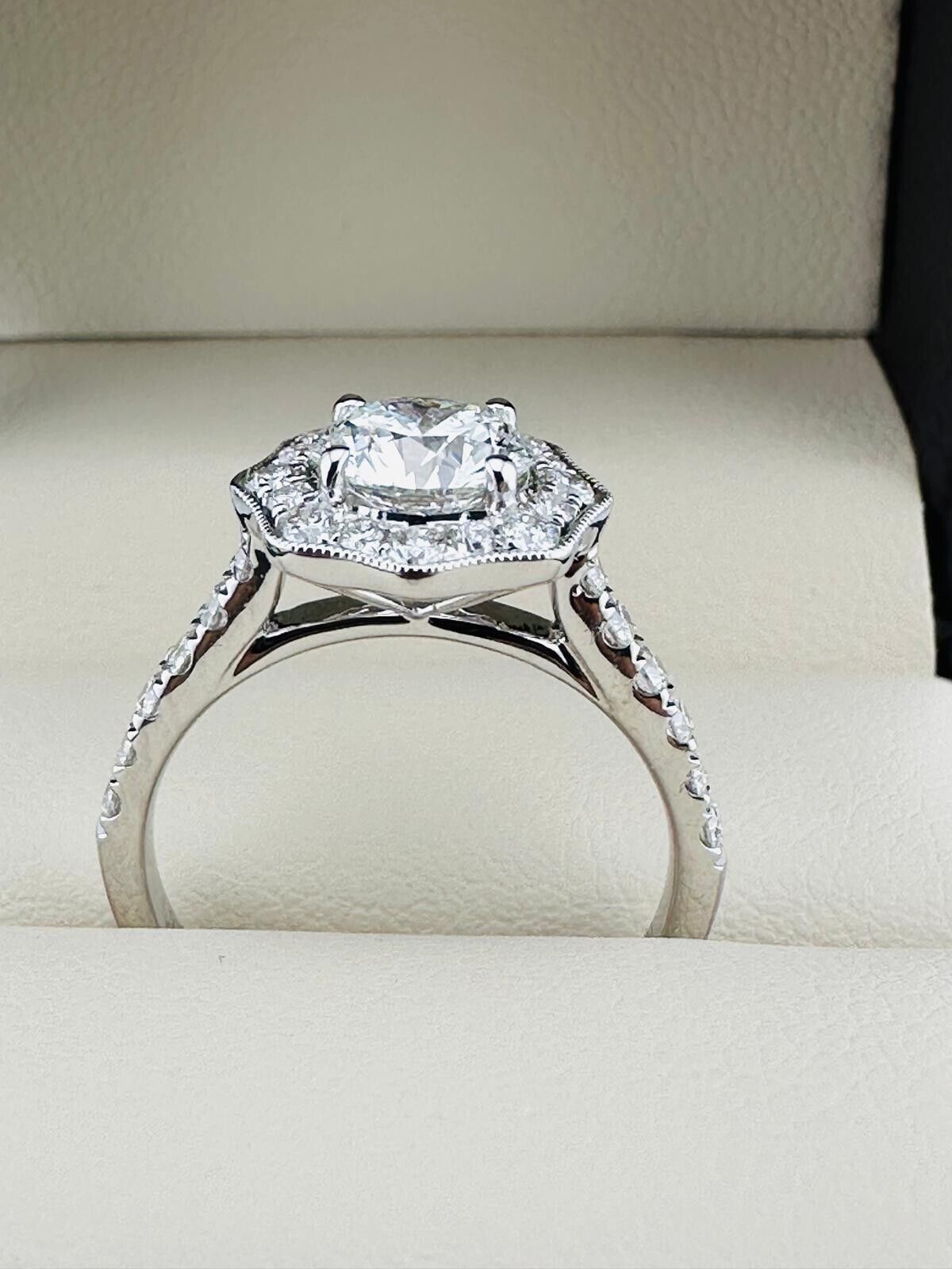 1.03 Ct Round D VVS2 Lab Grown CVD Diamond Engagement 14K Gold Ring Size 5.75