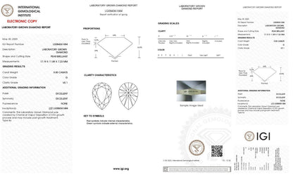  PEAR SHAPE 9.00 CARAT IGI Certified G VS1 Lab Grown CVD Diamond