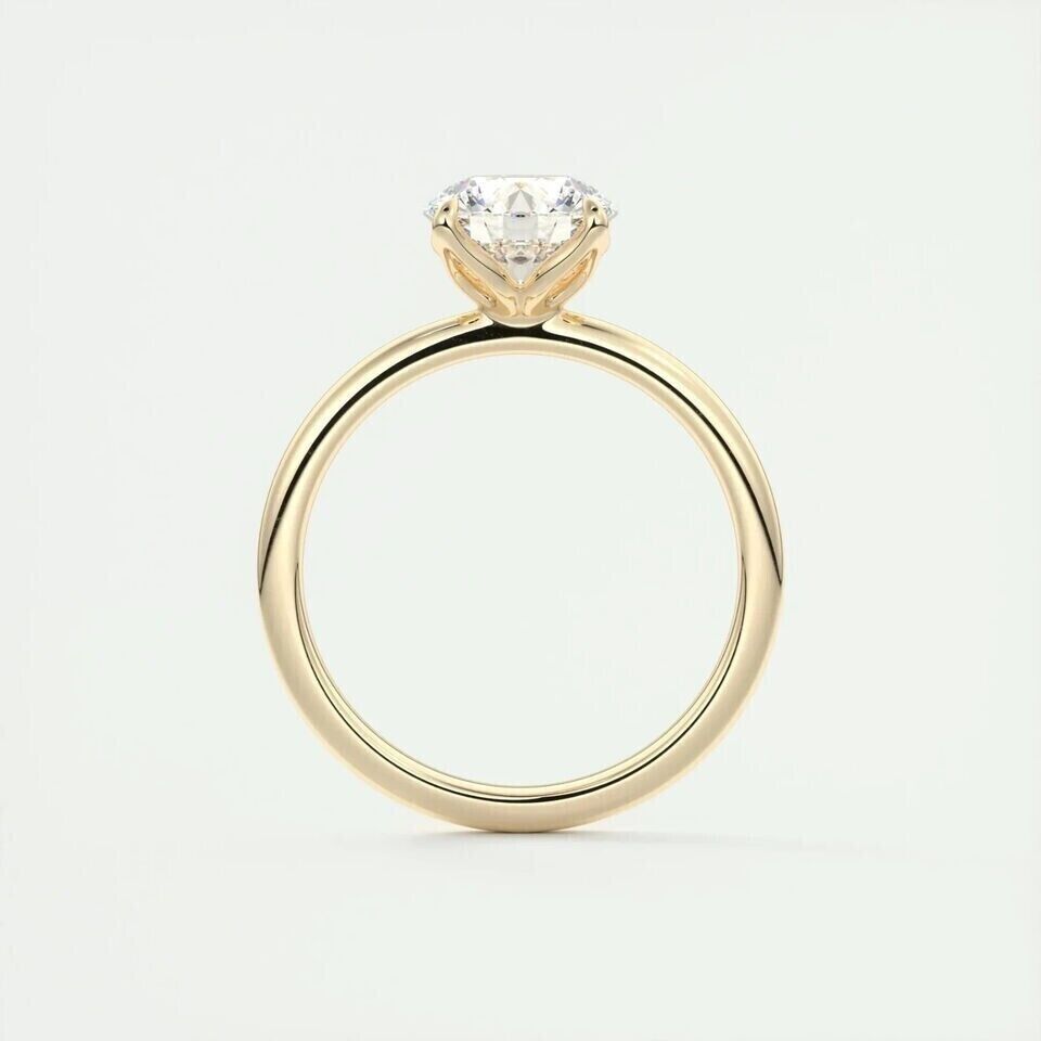 Solitaire Lab Grown Ring 1.00Ct F/G SI+ Round Diamond Engagement 14k Yellow Gold