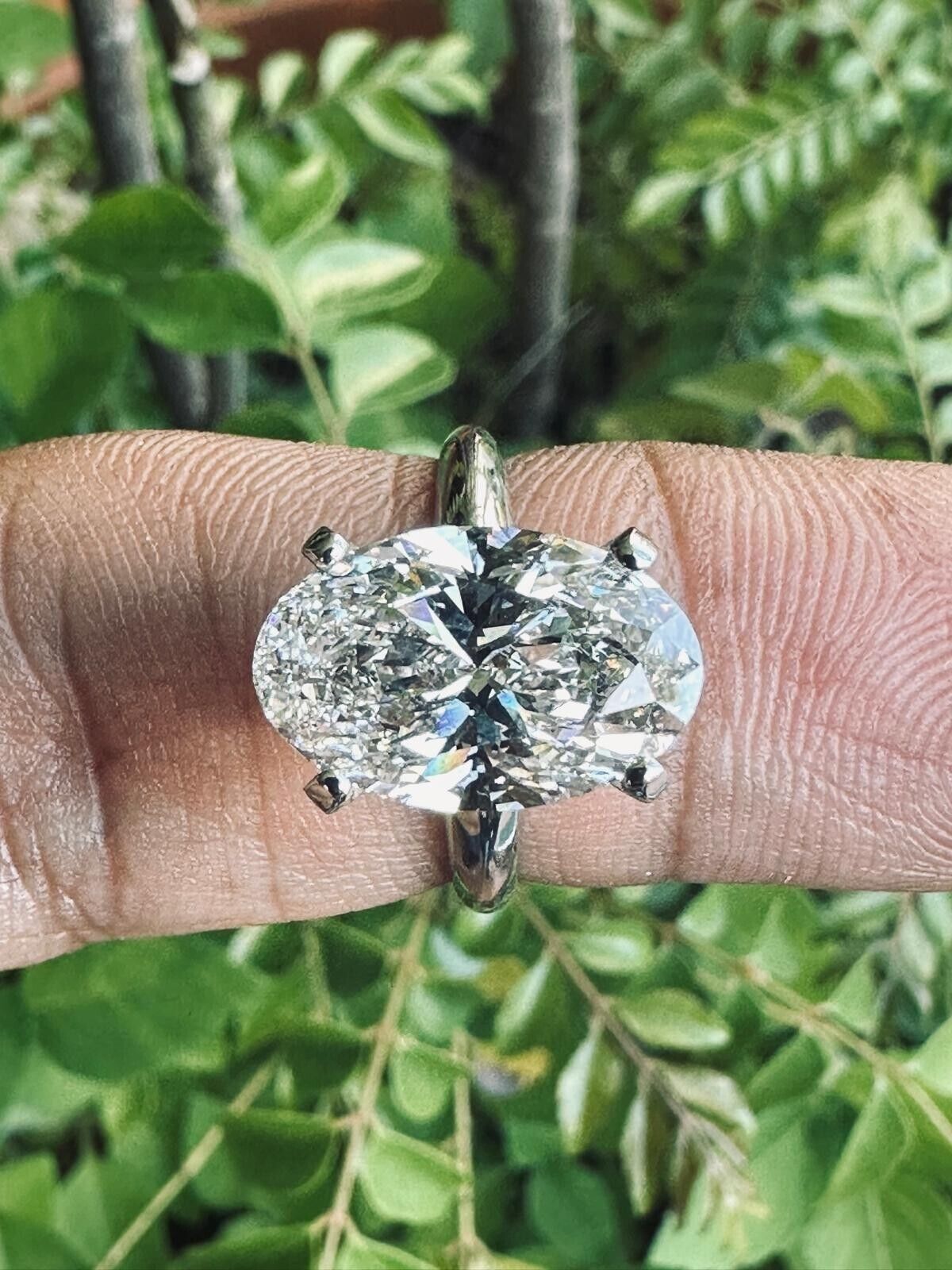 5.01 Ct Lab Grown OVAL CVD Diamond F/G SI2 14k Yellow Gold Engagement Ring