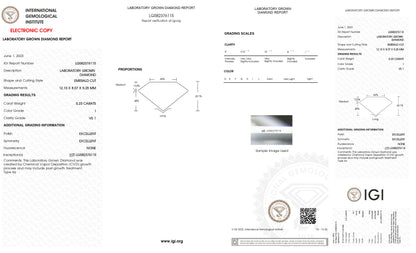 Lab Grown 5.23 Ct EMERALD Cut IGI Certified CVD Diamond I Color VS1 Clarity