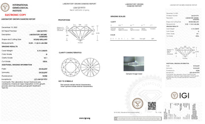 Lab Grown 5.15 Ct ROUND Cut IGI Certified CVD Diamond G Color VS1 Clarity